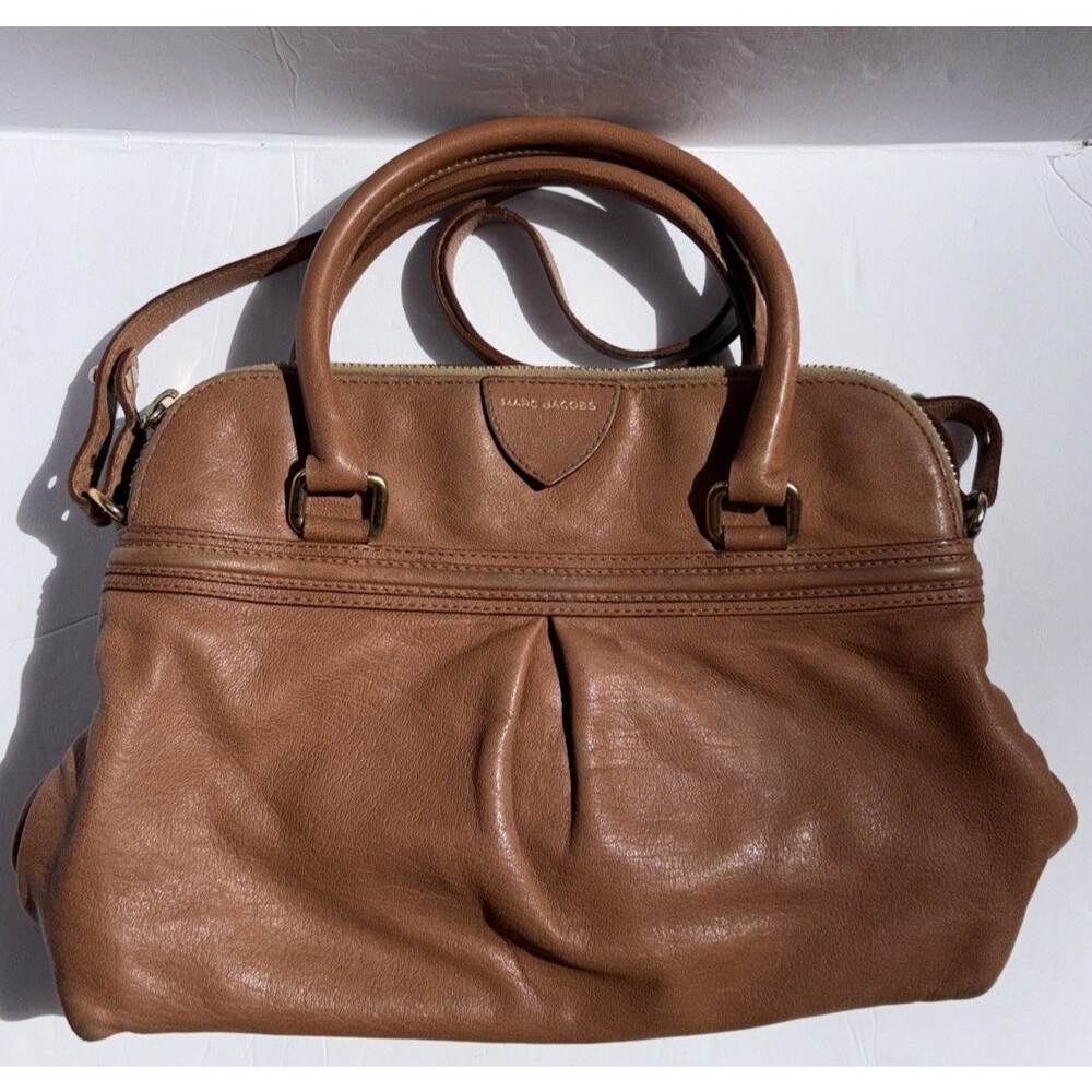 MARC JACOBS Preston Convertible Camel Brown Leather Tote Handbag Rare Authentic - Picture 2 of 16